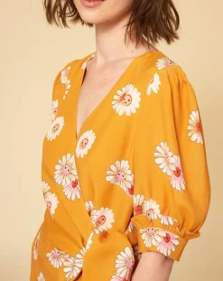 Femme Manoush Robes^Robe Paquerette imprimée jaune moutarde