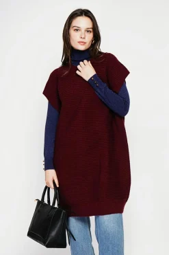 Robe poncho col rond bordeaux-C&Jo Best