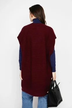 Robe poncho col rond bordeaux-C&Jo Best