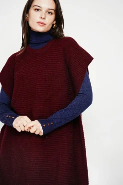 Robe poncho col rond bordeaux-C&Jo Best