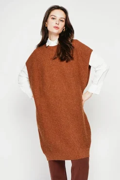 Robe poncho col rond marron-C&Jo Sale