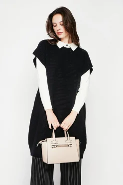 Robe poncho col rond noire-C&Jo New