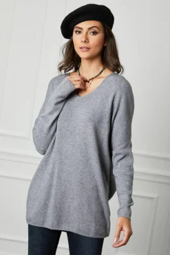 Femme Fleur de cachemire Robes^Robe Pull Laurence Grise