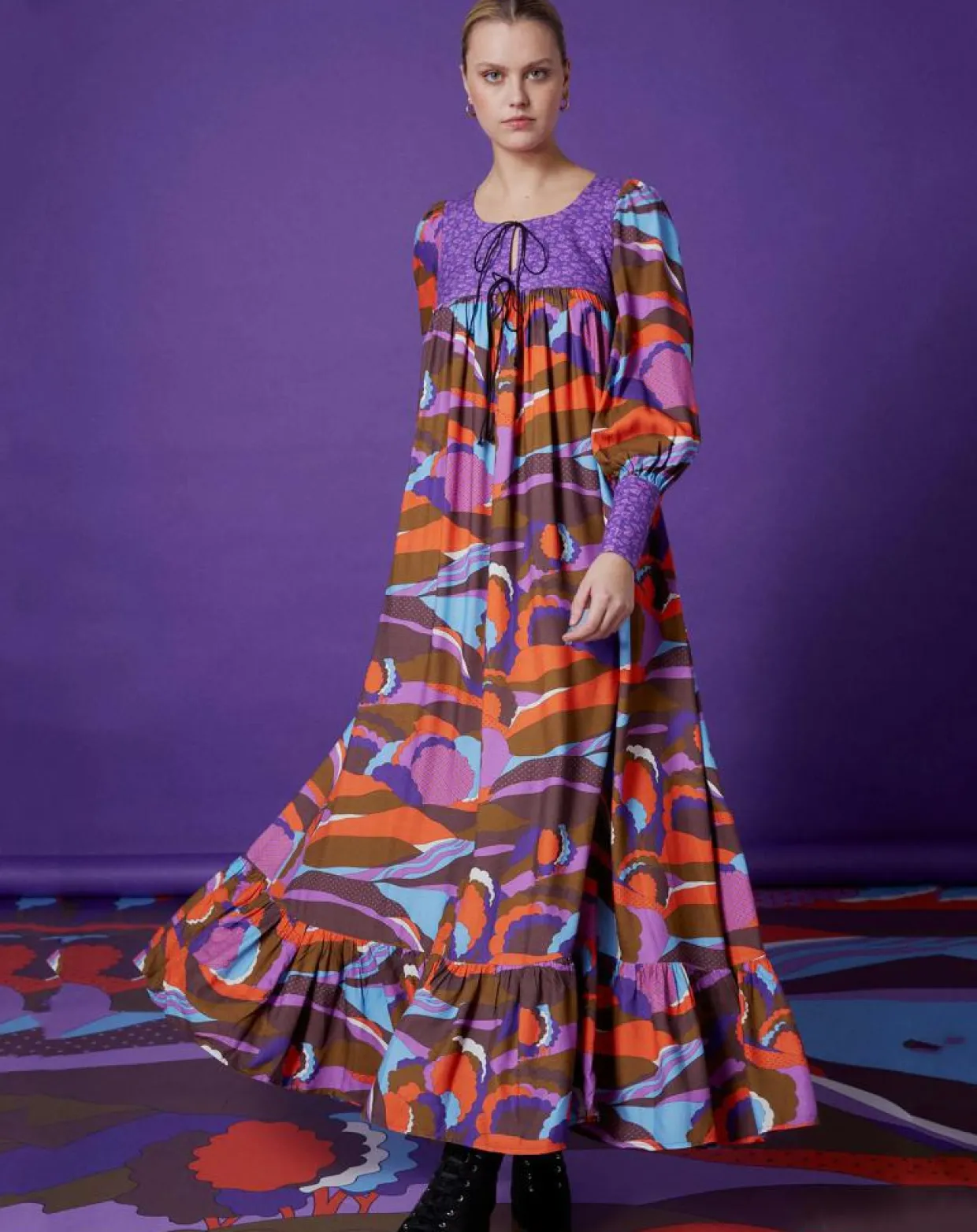 Femme Manoush Robes^Robe Purple Country print lila
