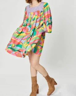Femme Manoush Robes^Robe Purple Country print bleu gris