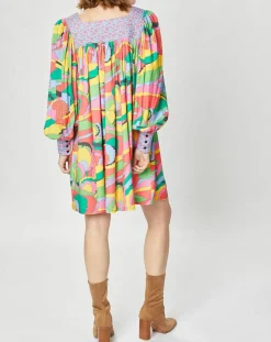 Femme Manoush Robes^Robe Purple Country print bleu gris