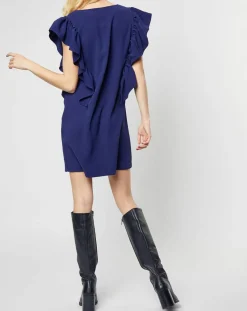 Robe Rayan à volants bleu marine-Karl Marc John Outlet