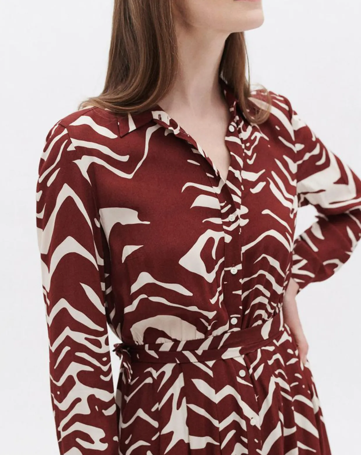 Femme Caroll Robes^Robe Rlilie imprimée bordeaux