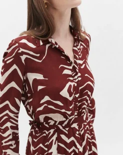 Femme Caroll Robes^Robe Rlilie imprimée bordeaux