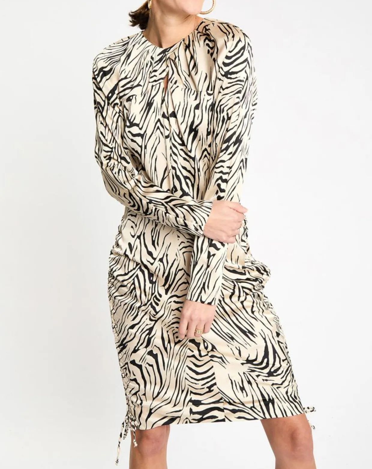 Femme Zapa Robes^Robe Robert imprimée zèbre noir/beige
