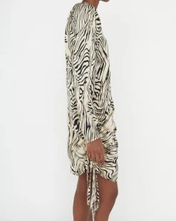 Femme Zapa Robes^Robe Robert imprimée zèbre noir/beige