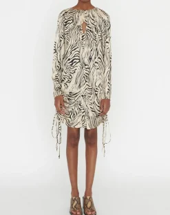 Femme Zapa Robes^Robe Robert imprimée zèbre noir/beige