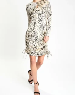 Femme Zapa Robes^Robe Robert imprimée zèbre noir/beige