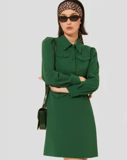 Femme Tara Jarmon Robes^Robe Roya verte