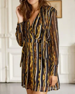 Femme Belair Robes^Robe Royaume imprimée noir/jaune