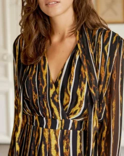 Femme Belair Robes^Robe Royaume imprimée noir/jaune