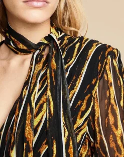 Femme Belair Robes^Robe Royaume imprimée noir/jaune