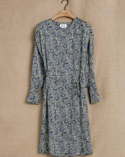 Femme Chloé Stora Robes^Robe satinée Naima imprimée bleu/noir/écru