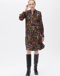 Femme Caroll Robes^Robe Sybil imprimée cognac