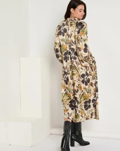 Femme See u Soon Robes^Robe toucher doux Maya imprimée vert/ocre/beige