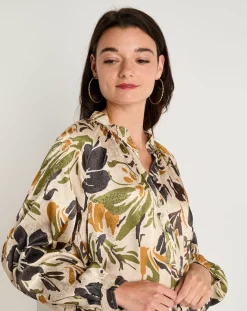 Femme See u Soon Robes^Robe toucher doux Maya imprimée vert/ocre/beige