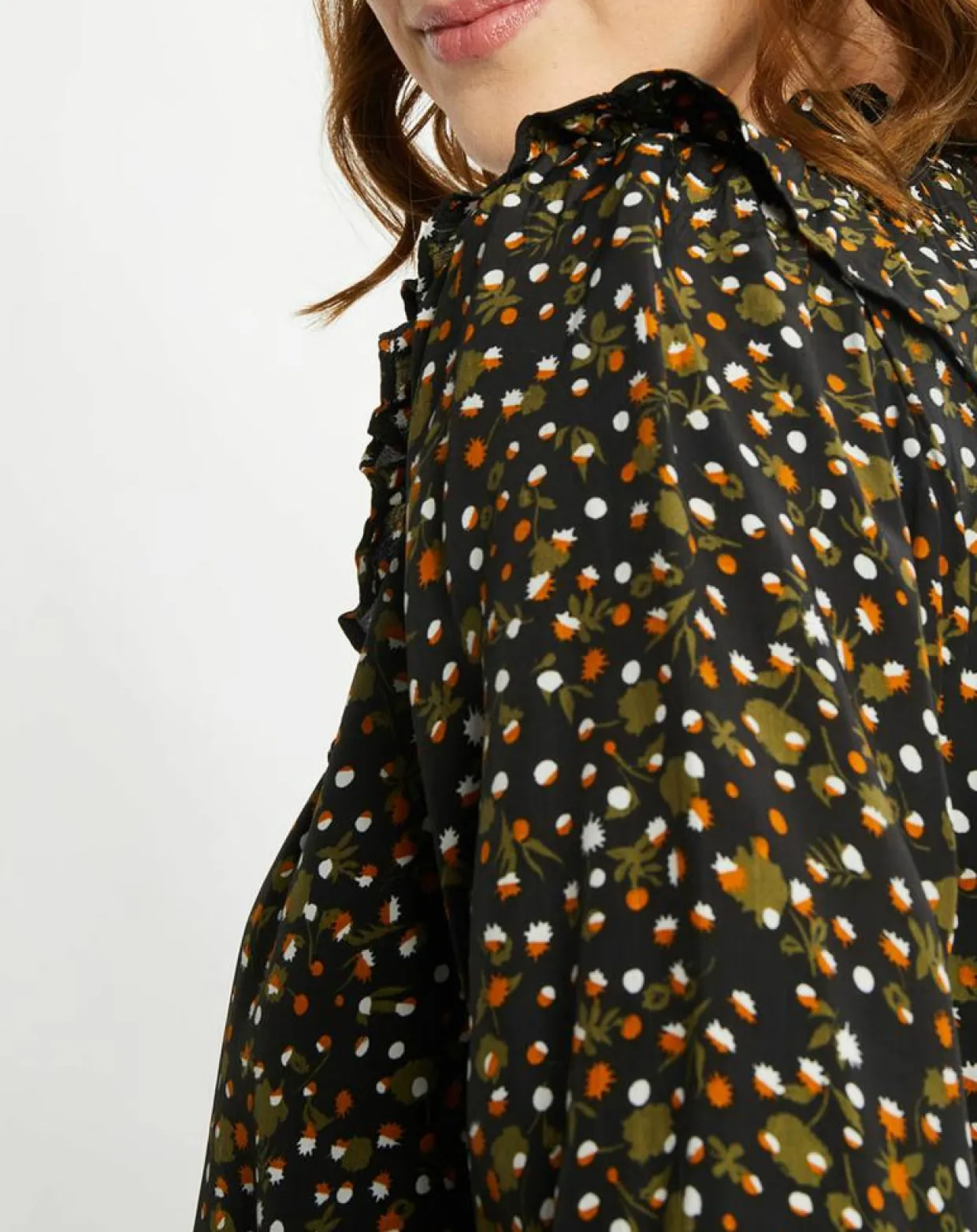 Robe évasée col smockée imprimé floral multicolore-Scotch & Soda New