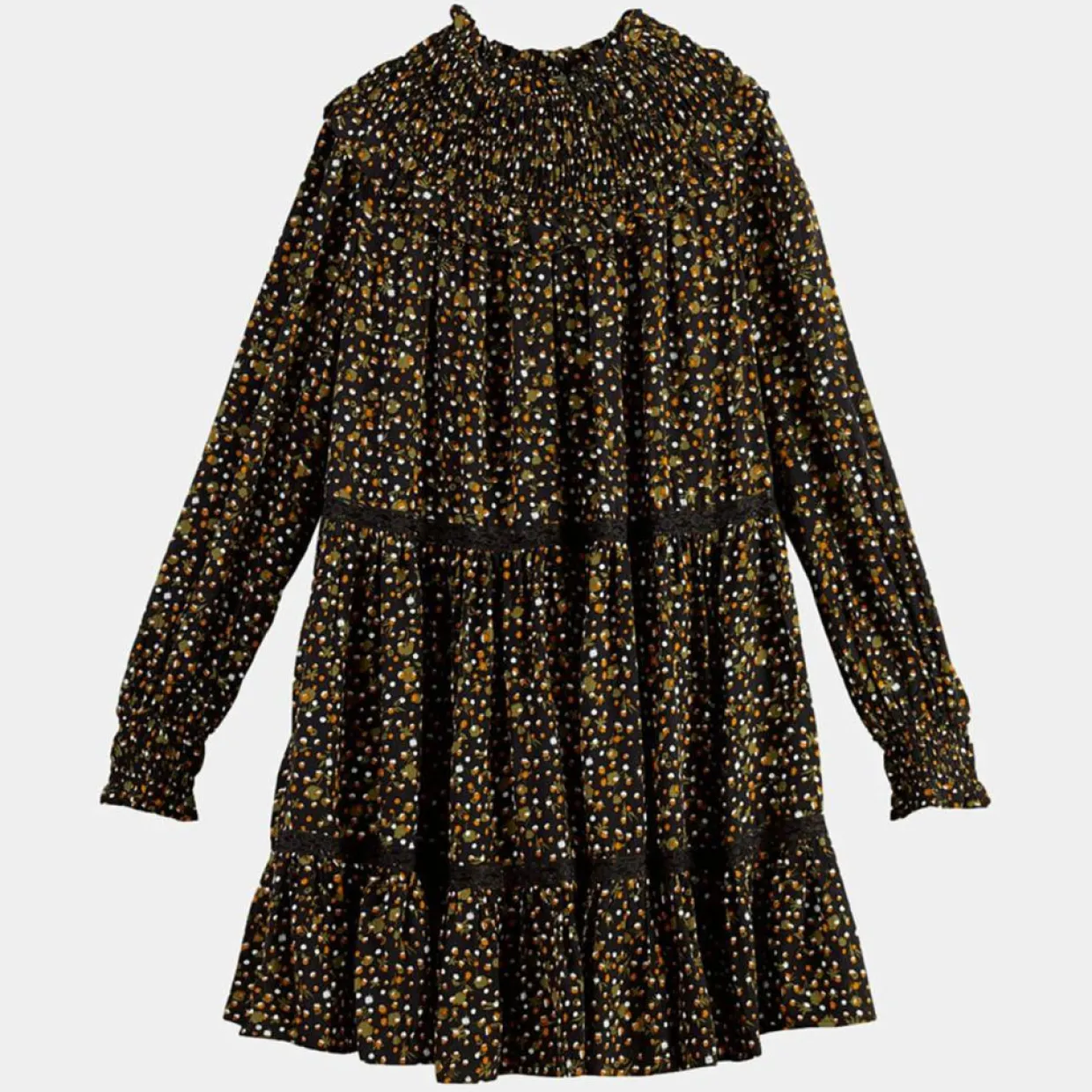 Robe évasée col smockée imprimé floral multicolore-Scotch & Soda New