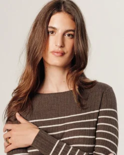 Robe Wendy rayée marron havane-Rodier Clearance