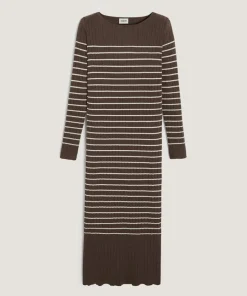 Robe Wendy rayée marron havane-Rodier Clearance