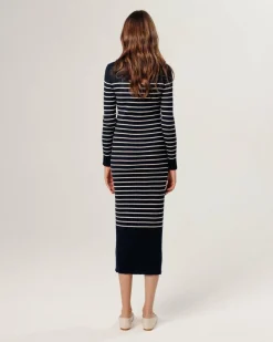 Robe Xénia rayée bleu nuit-Rodier Discount