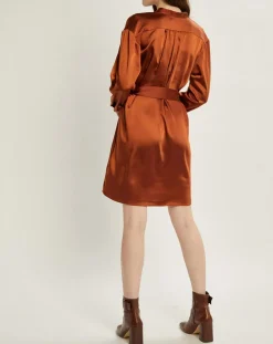 Femme Cyrillus Robes^Robe-chemise en Satin rouille