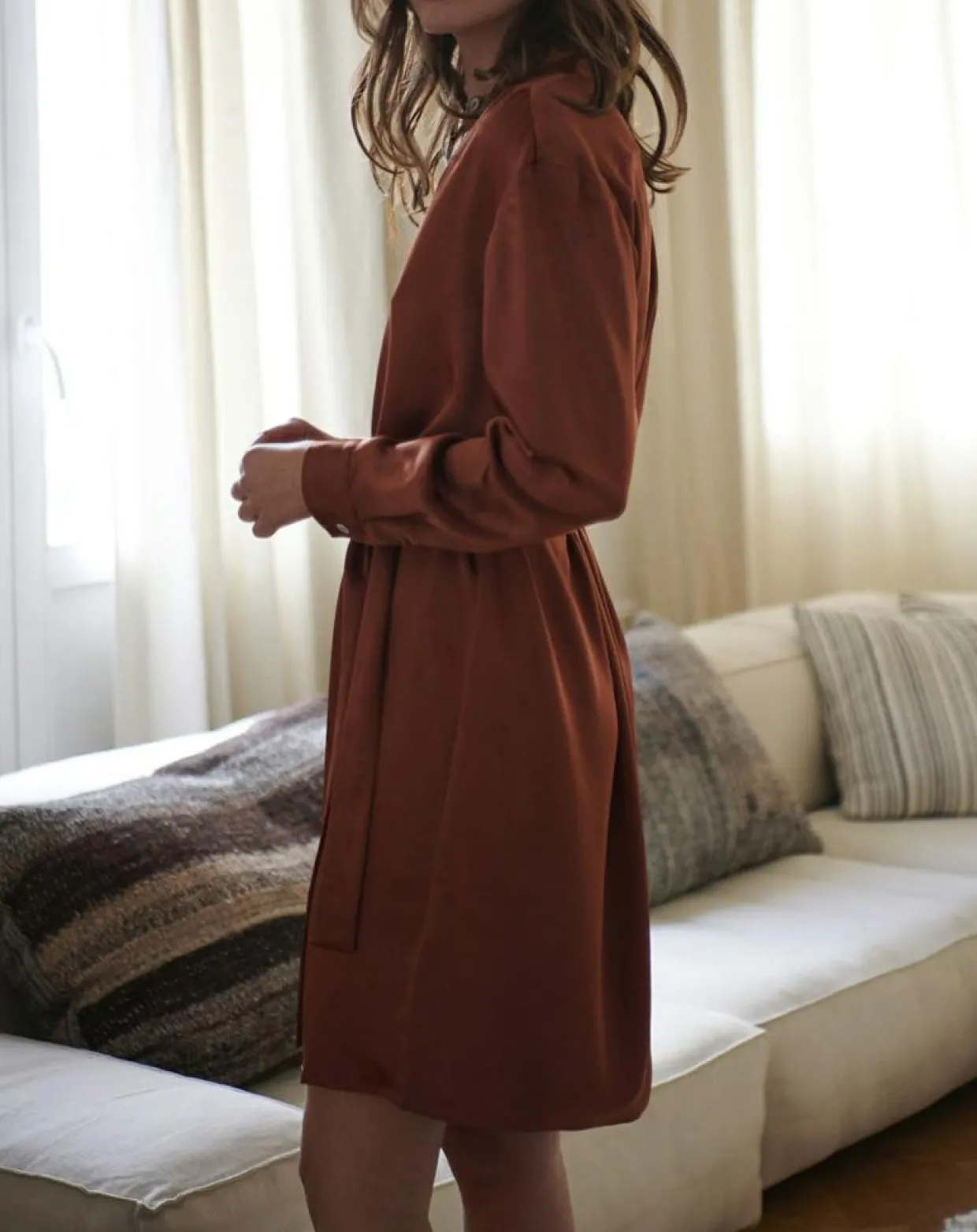 Femme Cyrillus Robes^Robe-chemise en Satin rouille