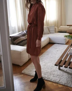 Femme Cyrillus Robes^Robe-chemise en Satin rouille