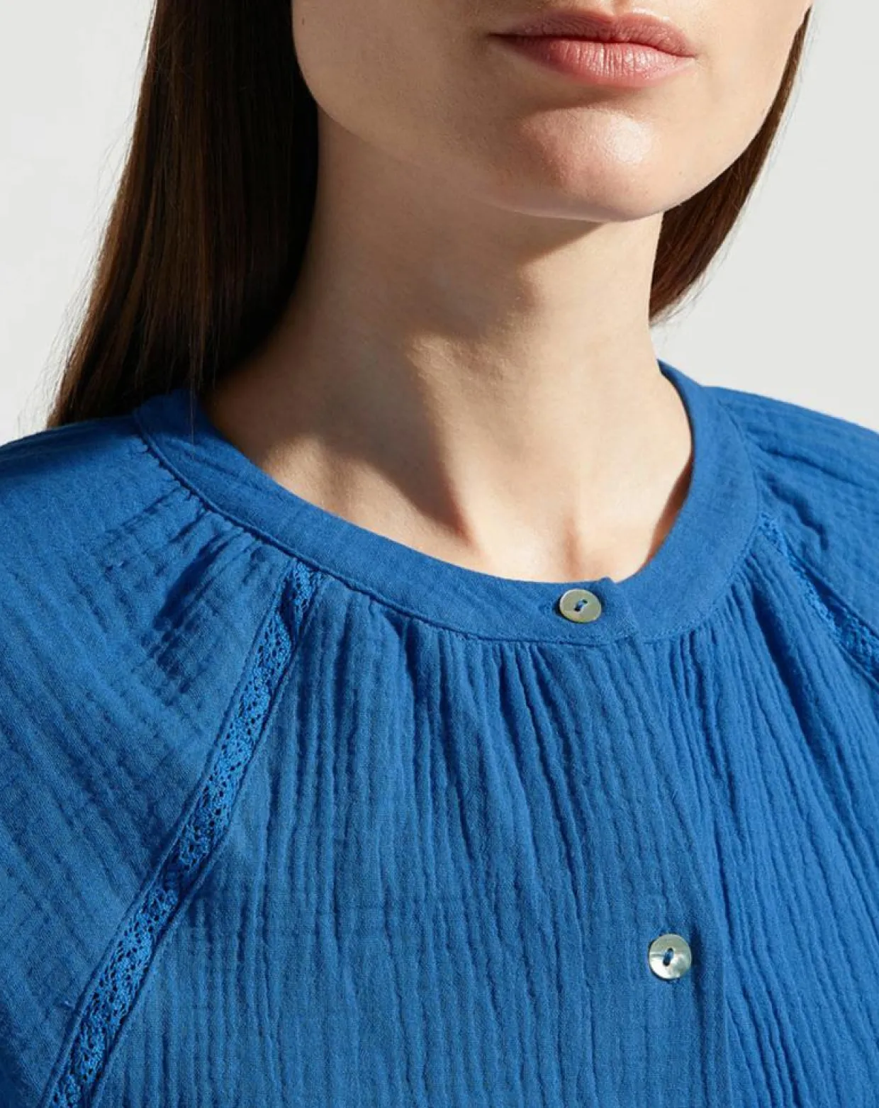 Femme Garance Paris Robes^Robe-chemise midi Lao bleu vif