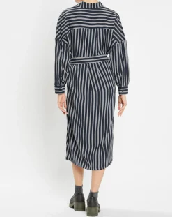 Femme Jodhpur Robes^Robe-Chemise Pimi à rayures bleu marine