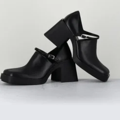 Femme Justine Clenquet Sandales À Talons^Sabots en Cuir Kim noirs - Talon 8 cm