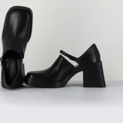 Femme Justine Clenquet Sandales À Talons^Sabots en Cuir Kim noirs - Talon 8 cm