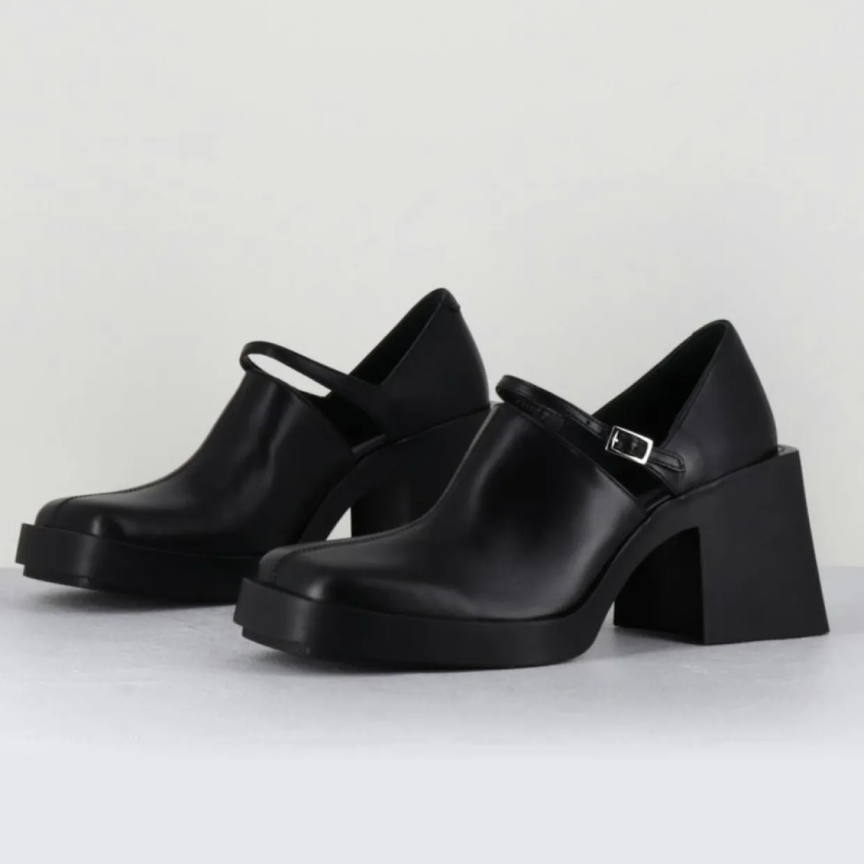 Femme Justine Clenquet Sandales À Talons^Sabots en Cuir Kim noirs - Talon 8 cm