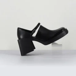 Femme Justine Clenquet Sandales À Talons^Sabots en Cuir Kim noirs - Talon 8 cm