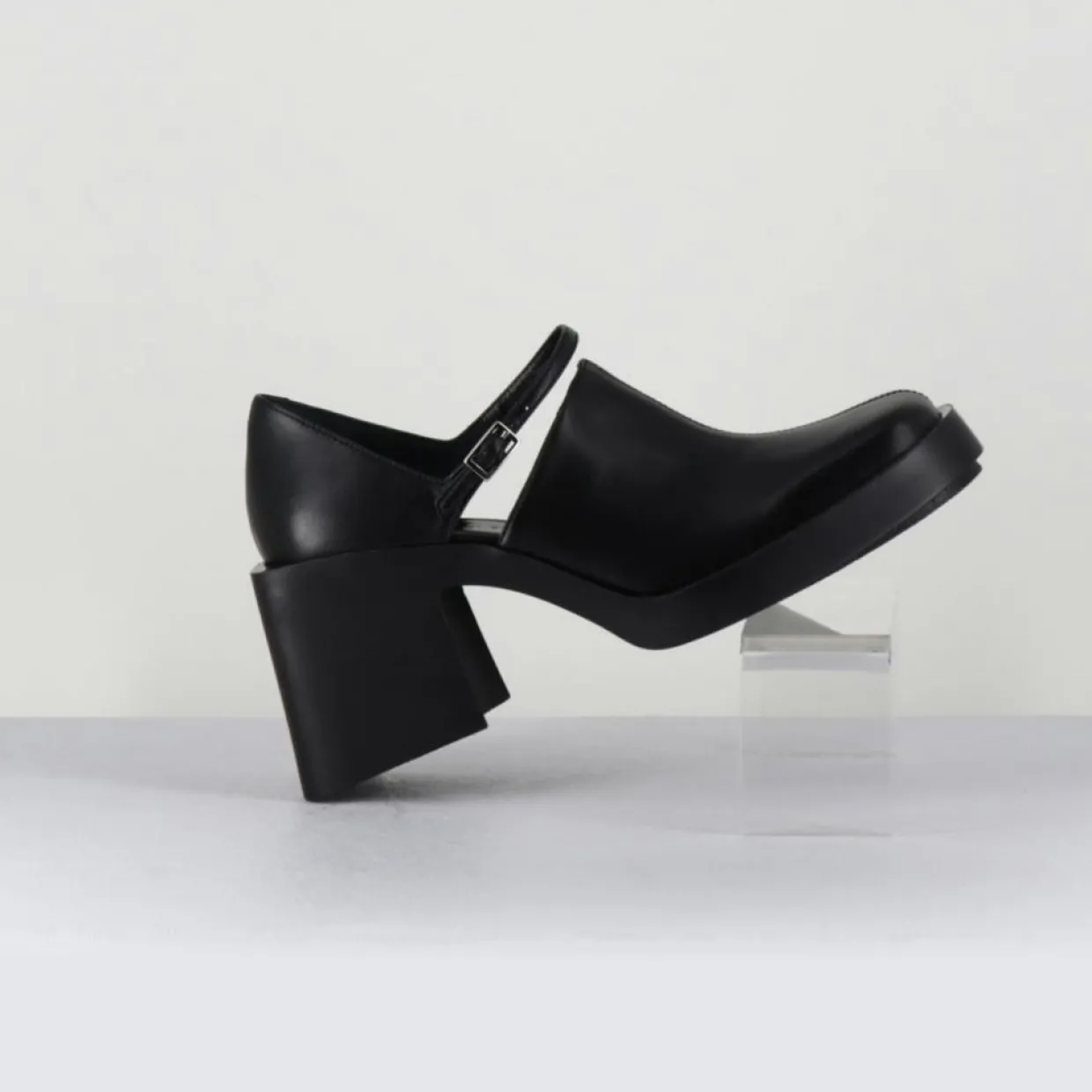 Femme Justine Clenquet Sandales À Talons^Sabots en Cuir Kim noirs - Talon 8 cm