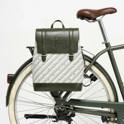 Femme Maison Faret Sacs^Sac à dos en Toile enduite & Cuir Ferret vert/multicolore - 40x29x13 cm