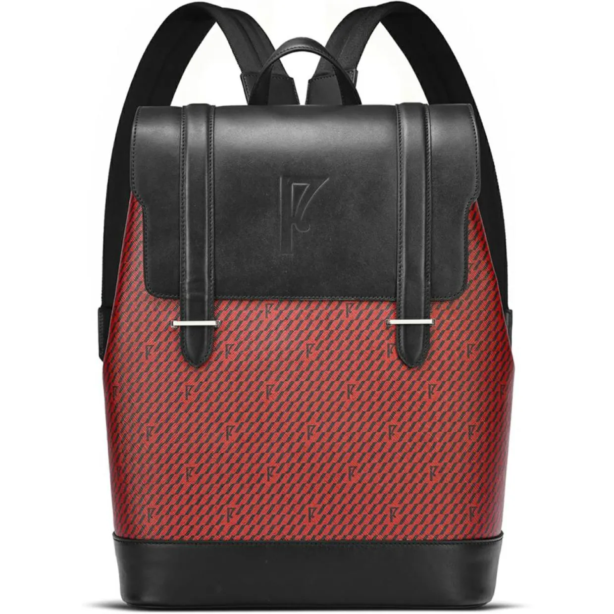 Femme Maison Faret Sacs^Sac à dos en Toile enduite & Cuir Ferret rouge/noir - 40x29x13 cm