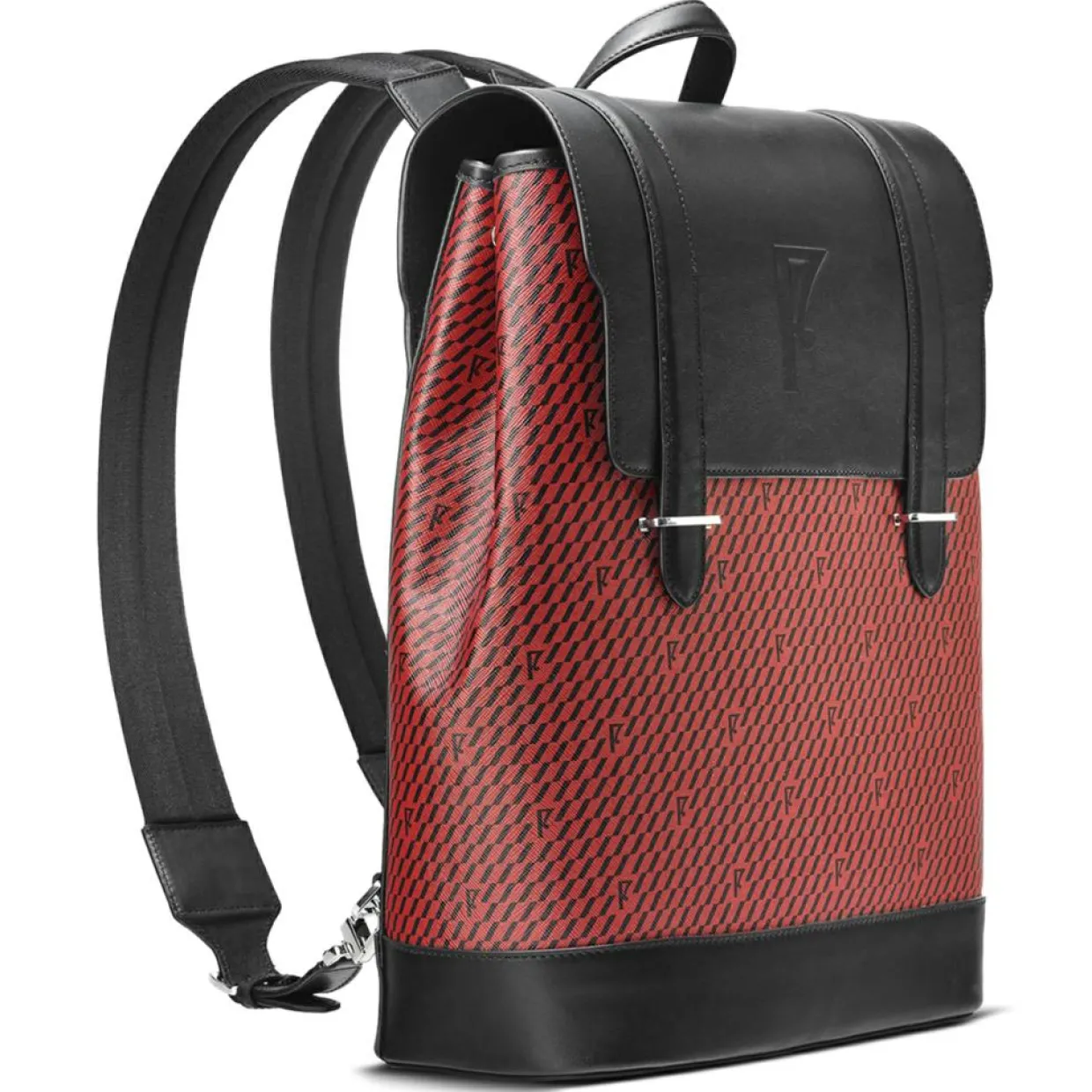 Femme Maison Faret Sacs^Sac à dos en Toile enduite & Cuir Ferret rouge/noir - 40x29x13 cm