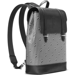 Sac à dos en Toile enduite & Cuir Ferret noir/blanc - 40x29x13 cm-Maison Faret