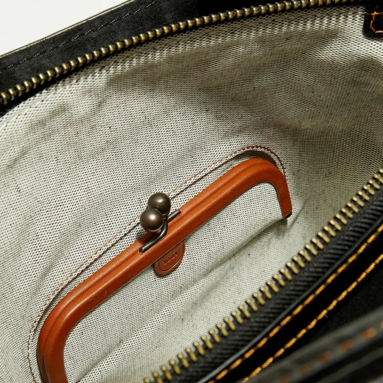 Femme Coach Sacs^Sac à main en Cuir Rogue imprimé bleu foncé - 24.9x13.9x30.9 cm