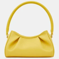 Sac à main en Cuir Small Dimple jaune 13x23x8,5 cm-Elleme