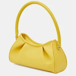 Sac à main en Cuir Small Dimple jaune 13x23x8,5 cm-Elleme