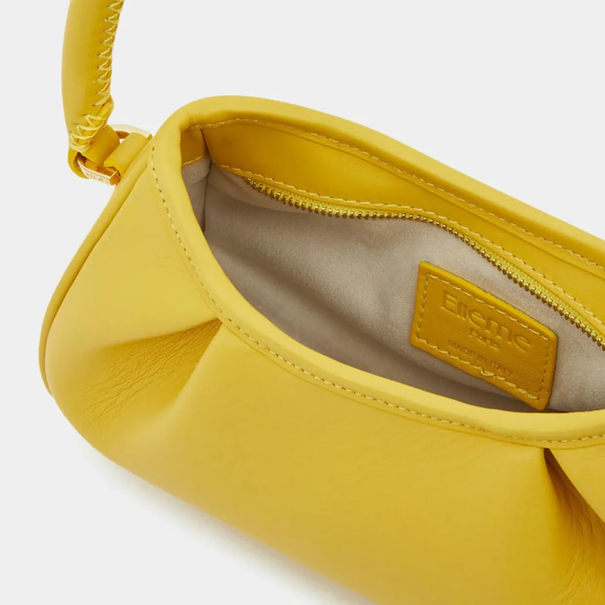 Sac à main en Cuir Small Dimple jaune 13x23x8,5 cm-Elleme