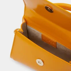 Sac à main mini en Cuir Semi Patent Léa orange - 10,5x16,5x7 cm-By Far Outlet