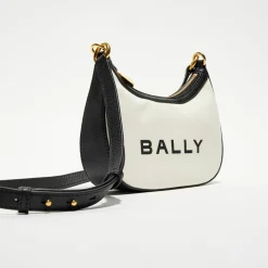 Sac bandoulière en Coton Bio & Cuir naturel/noir - 22.5x12x6 cm-Bally Outlet